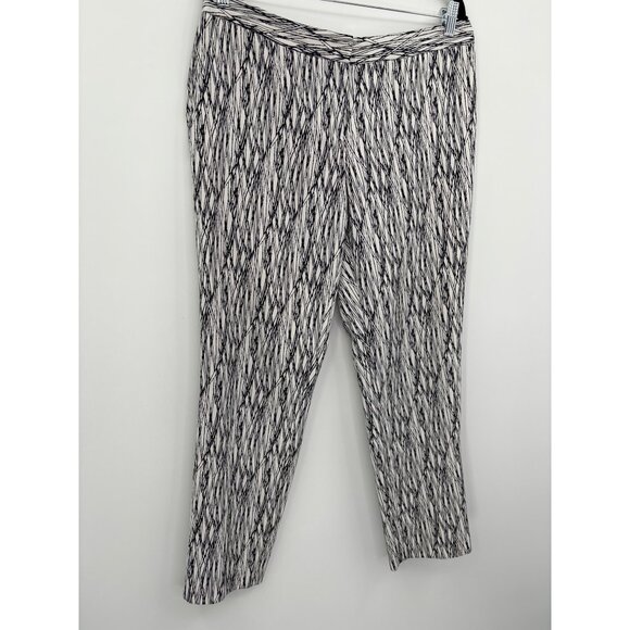 Vince Camuto Printed Trouser Pant White Black Size 10 - Picture 2 of 6